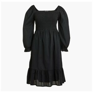 J Crew Black Swiss Dot Long Sleeve Tiered Dress Sz XS Dark Cottagecore Romantic